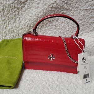 Tory Burch Mini Kira Croc-Embossed Leather Top Handle Bag